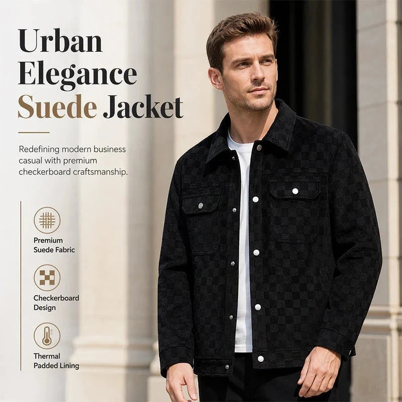Men's Faux-Suede Checkerboard Jacket