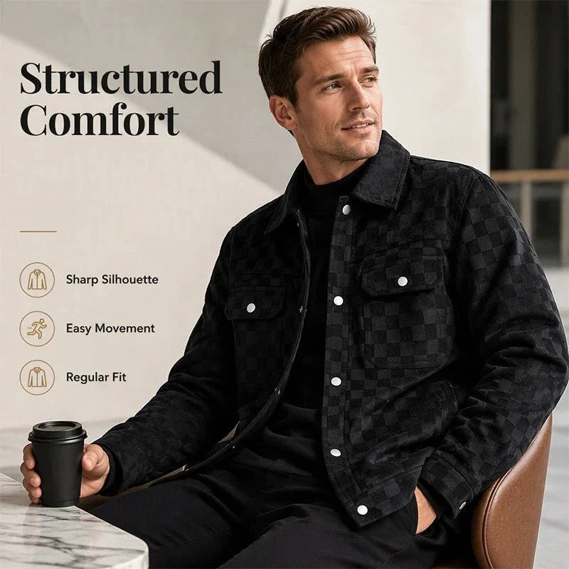 Men's Faux-Suede Checkerboard Jacket