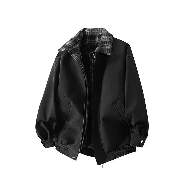 Men's Vintage Plaid-Trim Bomber Jacket – Relaxed Fit