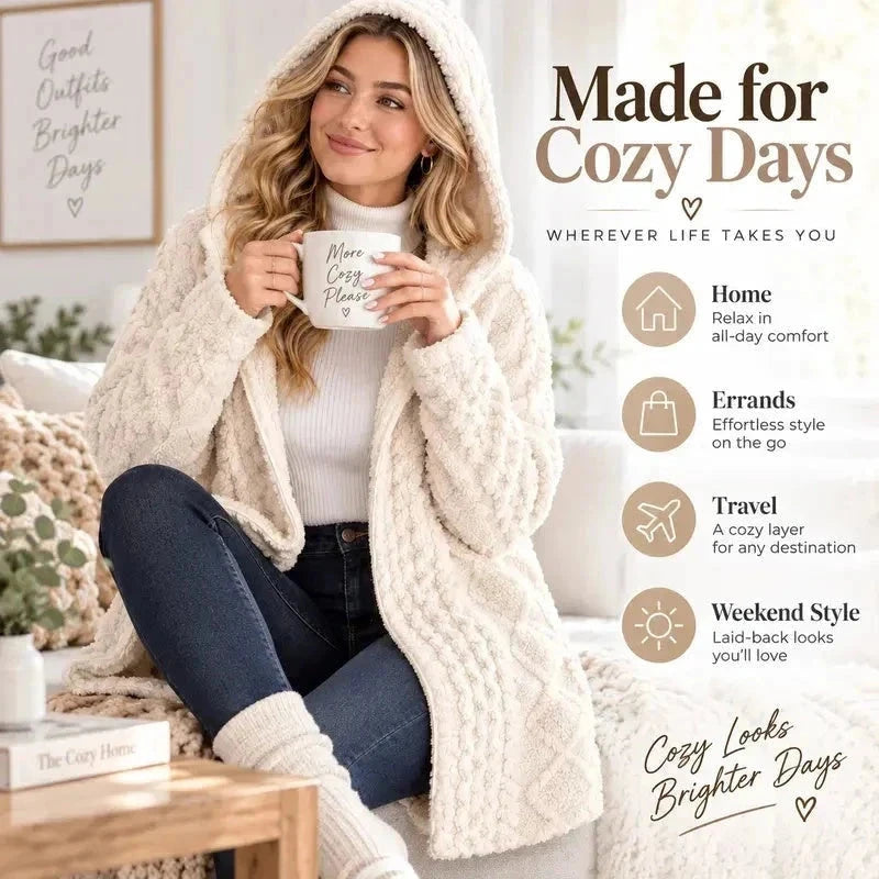 Fuzzy Sherpa Hooded Cardigan