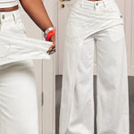 Fitted Cotton Blend Denim Pants