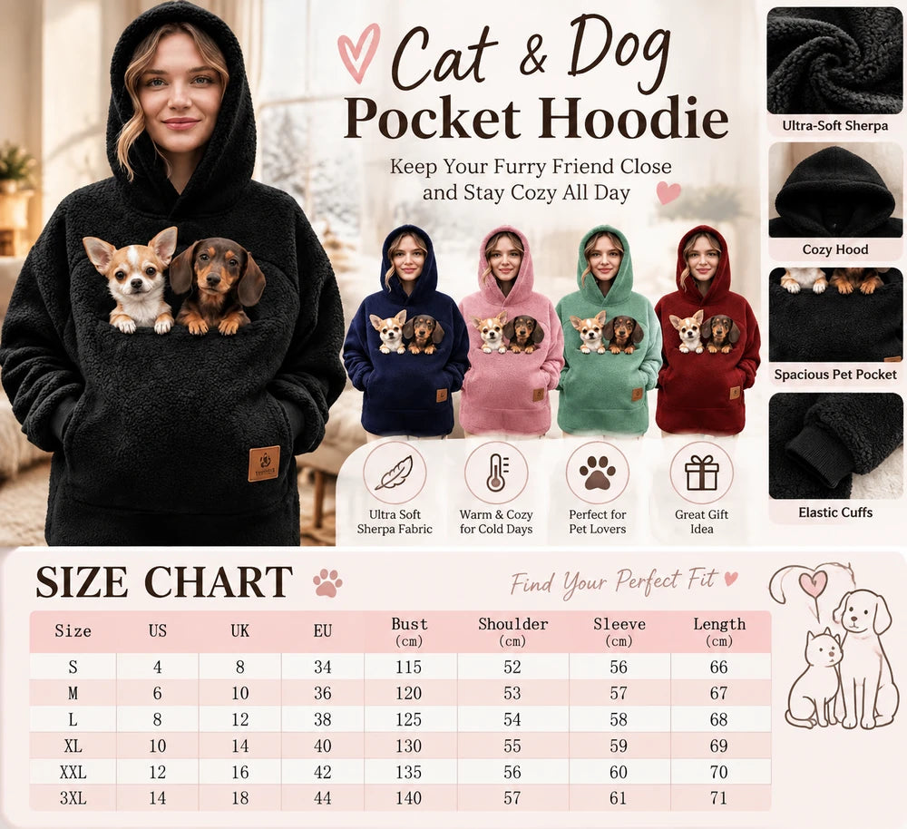 Lamb Wool Pet Pocket Hoodie