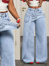 Fitted Cotton Blend Denim Pants