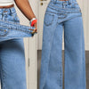 Fitted Cotton Blend Denim Pants